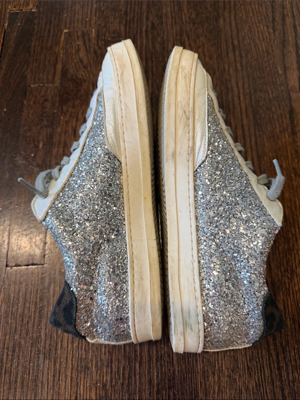P448 Silver Glitter Low-Top Sneakers -